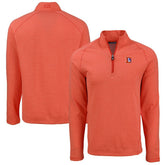 Denver Broncos Cutter & Buck Peshastin Eco Fleece Tri-Blend Raglan Recycled Quarter-Zip Jacket Heather Orange