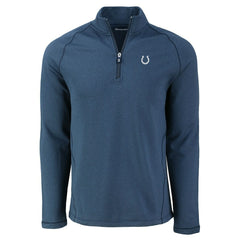 Indianapolis Colts Cutter & Buck Peshastin Eco Fleece Tri-Blend Raglan Recycled Quarter-Zip Jacket Heather Navy