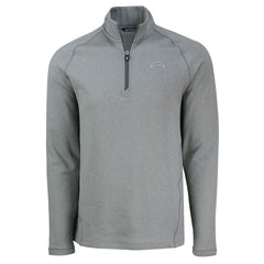 Los Angeles Chargers Cutter & Buck Peshastin Eco Fleece Tri-Blend Raglan Recycled Quarter-Zip Jacket Heather Gray
