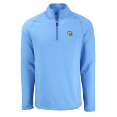 Los Angeles Chargers Cutter & Buck Peshastin Eco Fleece Tri-Blend Raglan Recycled Quarter-Zip Jacket Heather Powder Blue