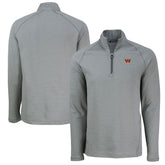 Washington Commanders Cutter & Buck Peshastin Eco Fleece Tri-Blend Raglan Recycled Quarter-Zip Jacket Heather Gray