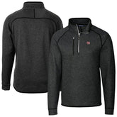 New York Giants Cutter & Buck Big & Tall Mainsail Sweater-Knit Raglan Half-Zip Jacket Heather Charcoal