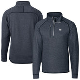 New York Giants Cutter & Buck Big & Tall Mainsail Sweater-Knit Raglan Half-Zip Jacket Heather Navy