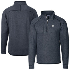 New York Giants Cutter & Buck Big & Tall Mainsail Sweater-Knit Raglan Half-Zip Jacket Heather Navy
