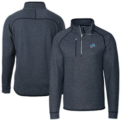 Detroit Lions Cutter & Buck Big & Tall Mainsail Sweater-Knit Raglan Half-Zip Jacket Heather Navy