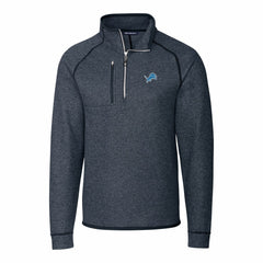 Detroit Lions Cutter & Buck Big & Tall Mainsail Sweater-Knit Raglan Half-Zip Jacket Heather Navy
