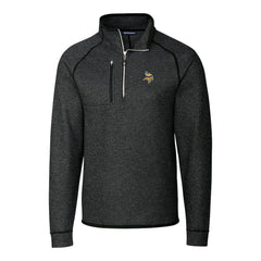 Minnesota Vikings Cutter & Buck Big & Tall Mainsail Sweater-Knit Raglan Half-Zip Jacket Heather Charcoal