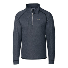 Los Angeles Chargers Cutter & Buck Big & Tall Mainsail Sweater-Knit Raglan Half-Zip Jacket Heather Navy