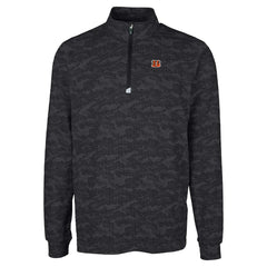 Cincinnati Bengals Cutter & Buck Big & Tall Traverse Eco Camo Tri-Blend DryTec Quarter-Zip Jacket Black