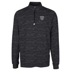 Las Vegas Raiders Cutter & Buck Big & Tall Traverse Eco Camo Tri-Blend DryTec Quarter-Zip Jacket Black