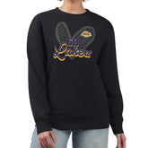 Los Angeles Lakers G-III 4Her by Carl Banks Women's Leopard Heart Fleece Pullover Sweatshirt Black