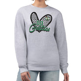 Boston Celtics G-III 4Her by Carl Banks Women's Leopard Heart Fleece Pullover Sweatshirt Heather Gray