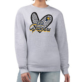 Indiana Pacers G-III 4Her by Carl Banks Women's Leopard Heart Fleece Pullover Sweatshirt Heather Gray