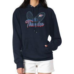Oklahoma City Thunder G-III 4Her by Carl Banks Women's Leopard Heart Graphic Fleece Pullover Hoodie Navy