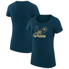 Indiana Pacers G-III 4Her by Carl Banks Women's Super-Slim Fit Lightweight Leopard Heart T-Shirt Navy