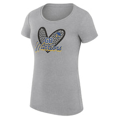 Golden State Warriors G-III 4Her by Carl Banks Women's Super-Slim Fit Lightweight Leopard Heart T-Shirt Heather Gray