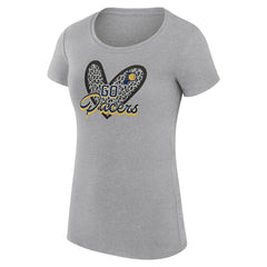 Indiana Pacers G-III 4Her by Carl Banks Women's Super-Slim Fit Lightweight Leopard Heart T-Shirt Heather Gray