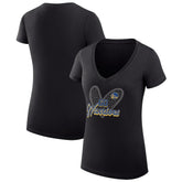 Golden State Warriors G-III 4Her by Carl Banks Women's Super-Slim Fit Lightweight Leopard Heart V-Neck T-Shirt Black