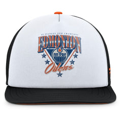 NHL Edmonton Oilers Fanatics Decades Collection Foam Front Snapback Hat - White/Black