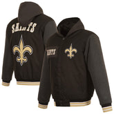 New Orleans Saints JH Design Reversible Twill Hoodie Full-Zip Jacket Black