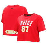 Travis Kelce Kansas City Chiefs Pro Standard Women's Player Name & Number Cropped Boxy T-Shirt Red