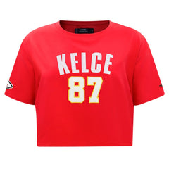 Travis Kelce Kansas City Chiefs Pro Standard Women's Player Name & Number Cropped Boxy T-Shirt Red