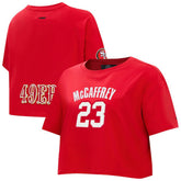 Christian McCaffrey San Francisco 49ers Pro Standard Women's Player Name & Number Cropped Boxy T-Shirt Scarlet