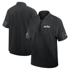 New York Jets Sideline Short Sleeve Quarter-Zip Dri-FIT Coach Jacket Black