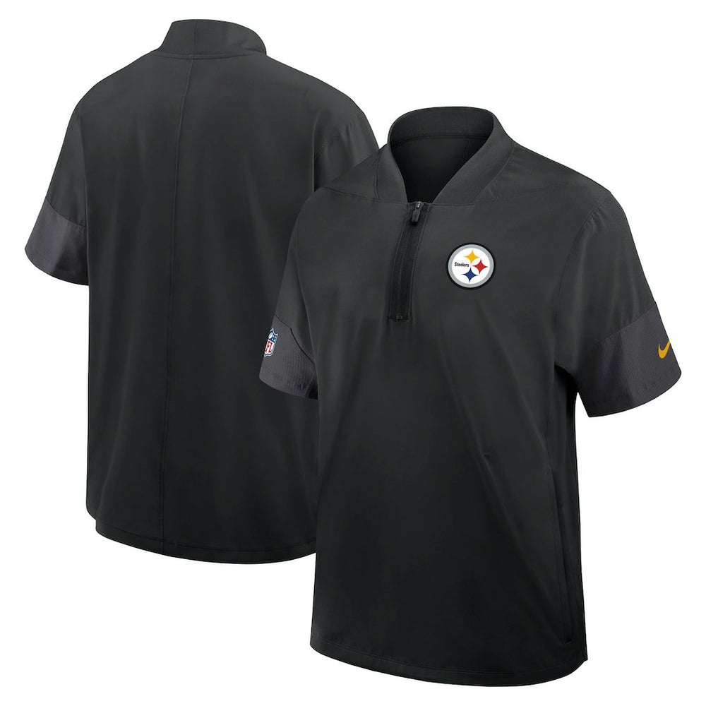 Pittsburgh Steelers Sideline Short Sleeve Quarter-Zip Dri-FIT Coach Jacket Black