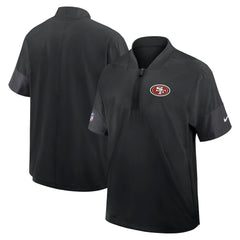 San Francisco 49ers Sideline Short Sleeve Quarter-Zip Dri-FIT Coach Jacket Black