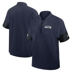 Seattle Seahawks Sideline Short Sleeve Quarter-Zip Dri-FIT Coach Jacket College Navy