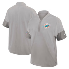 Miami Dolphins Sideline Short Sleeve Quarter-Zip Dri-FIT Coach Jacket Gray