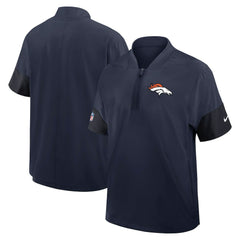 Denver Broncos Sideline Short Sleeve Quarter-Zip Dri-FIT Coach Jacket Navy