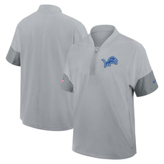 Detroit Lions Sideline Short Sleeve Quarter-Zip Dri-FIT Coach Jacket Gray