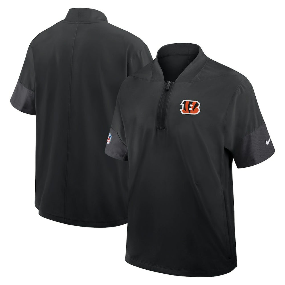 Cincinnati Bengals Sideline Short Sleeve Quarter-Zip Dri-FIT Coach Jacket Black