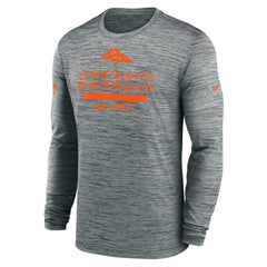 Denver Broncos Sideline Velocity Performance Long Sleeve T-Shirt - Gray