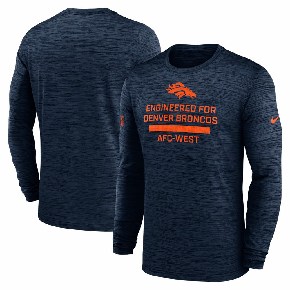 Denver Broncos Sideline Velocity Performance Long Sleeve T-Shirt - Navy