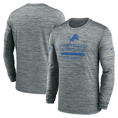 Detroit Lions Sideline Velocity Performance Long Sleeve T-Shirt - Gray