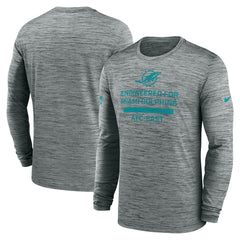 Miami Dolphins Sideline Velocity Performance Long Sleeve T-Shirt - Gray
