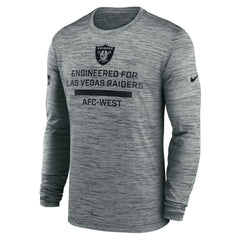 Las Vegas Raiders Sideline Velocity Performance Long Sleeve T-Shirt - Gray