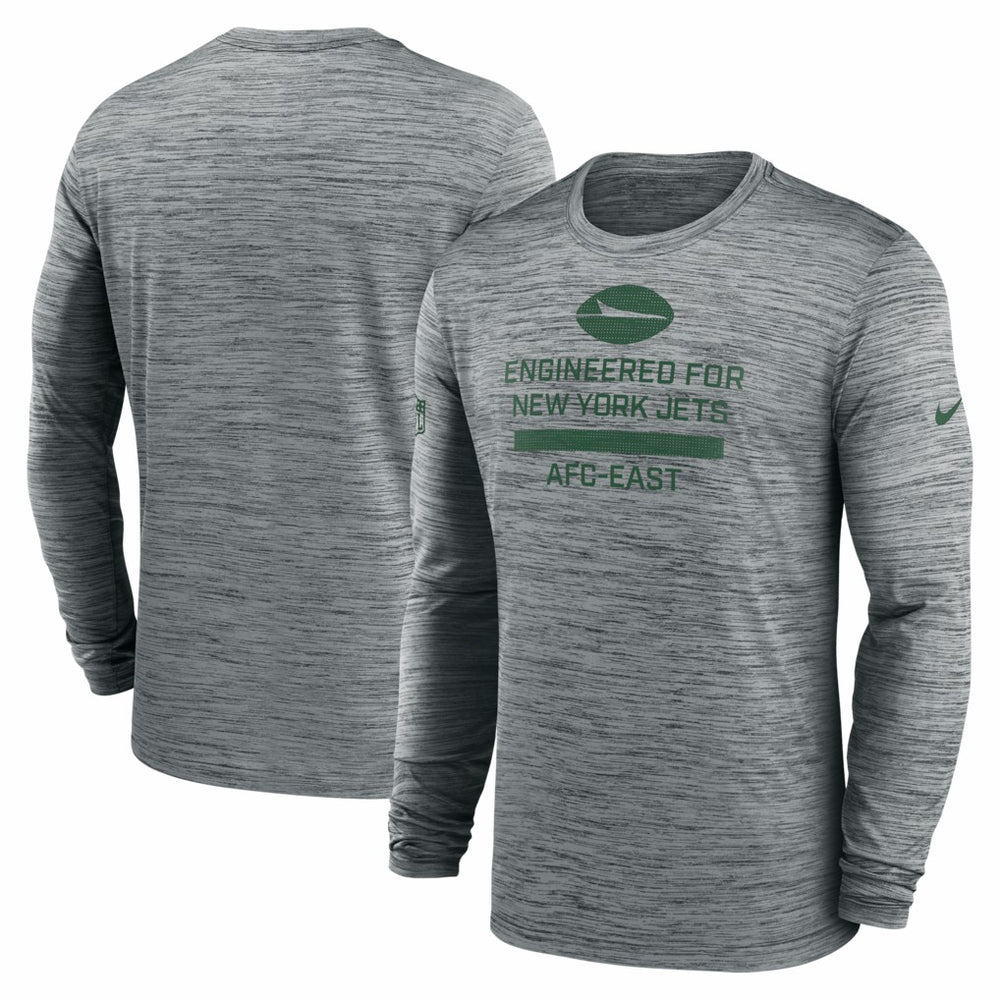 New York Jets Sideline Velocity Performance Long Sleeve T-Shirt - Gray