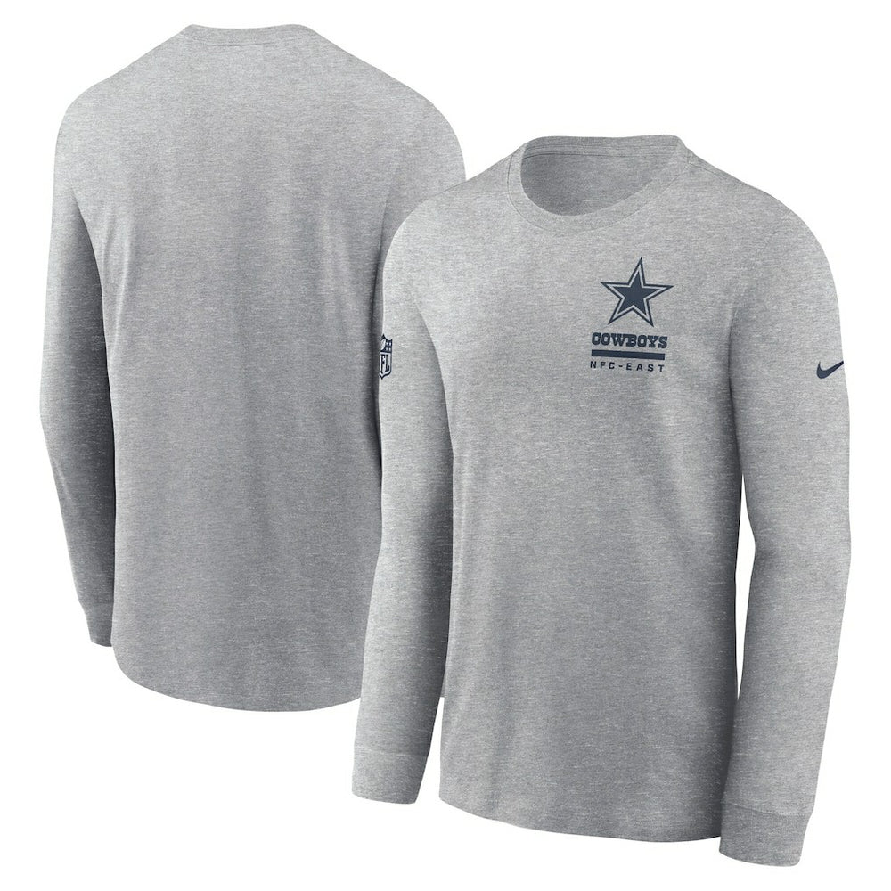 Dallas Cowboys Sideline Dri-FIT Long Sleeve T-Shirt Heather Gray