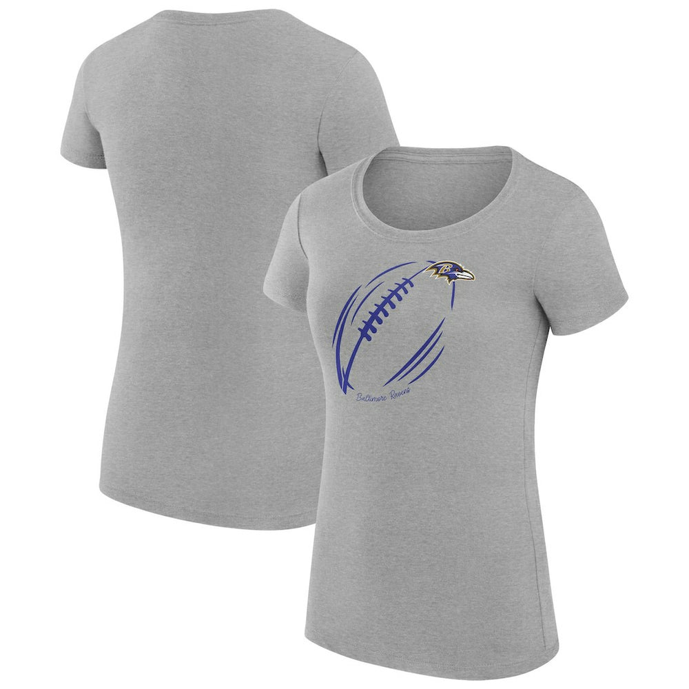 Baltimore Ravens G-III 4Her by Carl Banks Women's Super-Slim Fit Lightweight Subtle Football T-Shirt Heather Gray