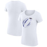 Baltimore Ravens G-III 4Her by Carl Banks Women's Super-Slim Fit Lightweight Subtle Football T-Shirt White