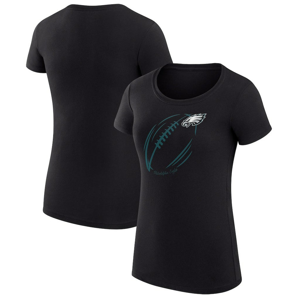 Philadelphia Eagles G-III 4Her by Carl Banks Women's Super-Slim Fit Lightweight Subtle Football T-Shirt Black