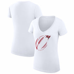 Tampa Bay Buccaneers G-III 4Her by Carl Banks Women's Super-Slim Fit Lightweight Subtle Football V-Neck T-Shirt White