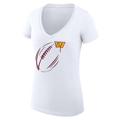 Washington Commanders G-III 4Her by Carl Banks Women's Super-Slim Fit Lightweight Subtle Football V-Neck T-Shirt White