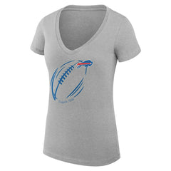 Buffalo Bills G-III 4Her by Carl Banks Women's Super-Slim Fit Lightweight Subtle Football V-Neck T-Shirt Heather Gray