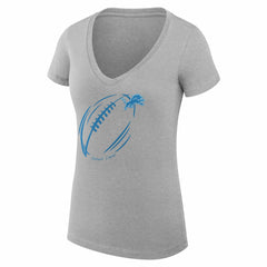Detroit Lions G-III 4Her by Carl Banks Women's Super-Slim Fit Lightweight Subtle Football V-Neck T-Shirt Heather Gray