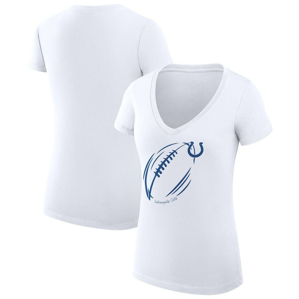 Indianapolis Colts G-III 4Her by Carl Banks Women's Super-Slim Fit Lightweight Subtle Football V-Neck T-Shirt White